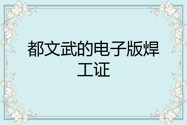 都文武的电子版焊工证