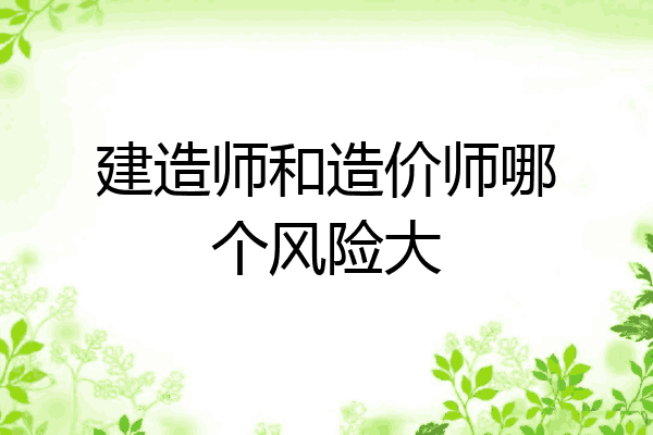 建造师和造价师哪个风险大