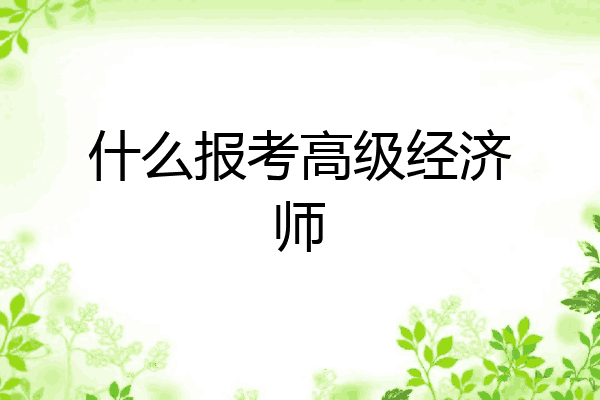 什么报考高级经济师