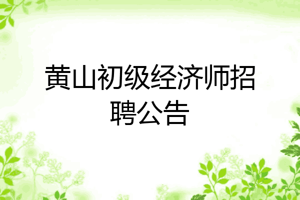 黄山初级经济师招聘公告