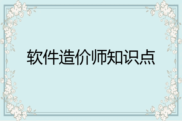 软件造价师知识点