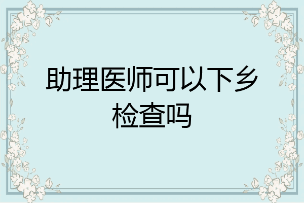 助理医师可以下乡检查吗