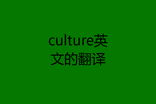 culture英文的翻译