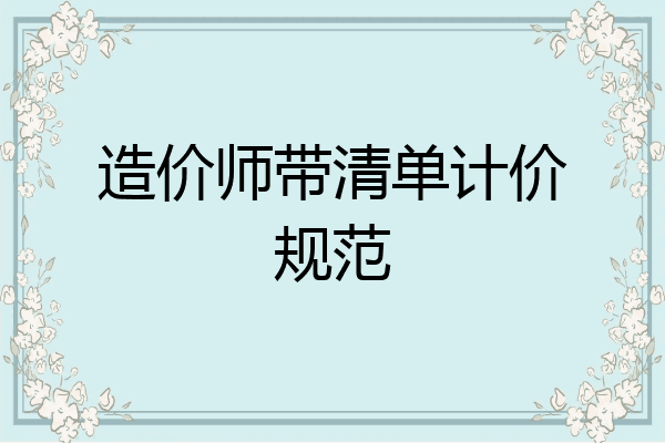 造价师带清单计价规范