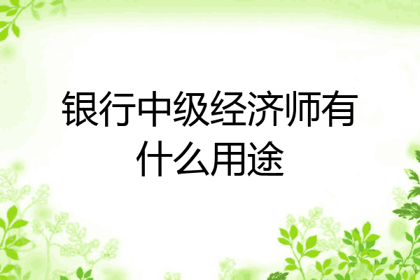 银行中级经济师有什么用途