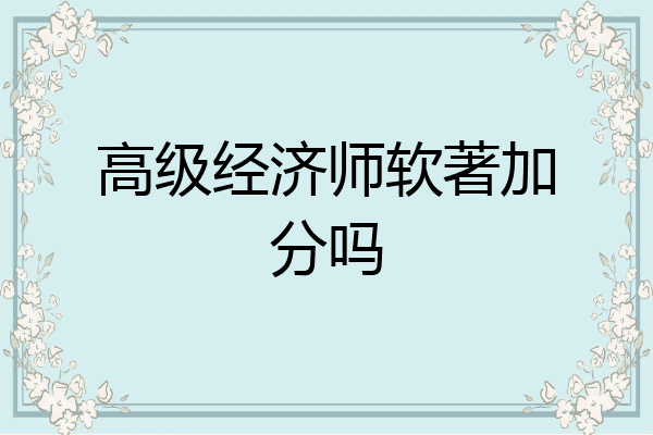 高级经济师软著加分吗