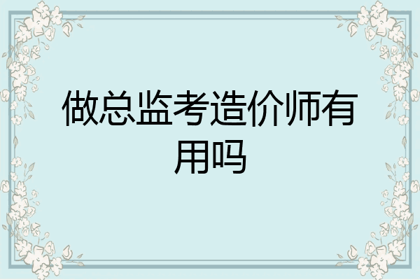 做总监考造价师有用吗