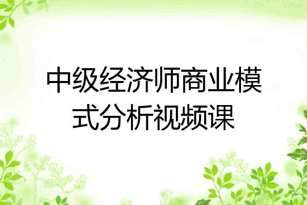 中级经济师商业模式分析视频课