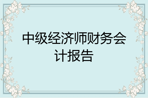 中级经济师财务会计报告