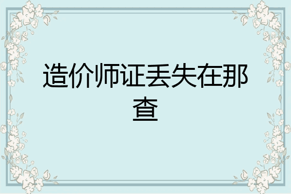 造价师证丢失在那查