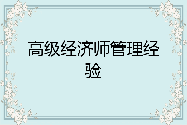 高级经济师管理经验
