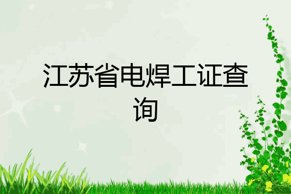 江苏省电焊工证查询