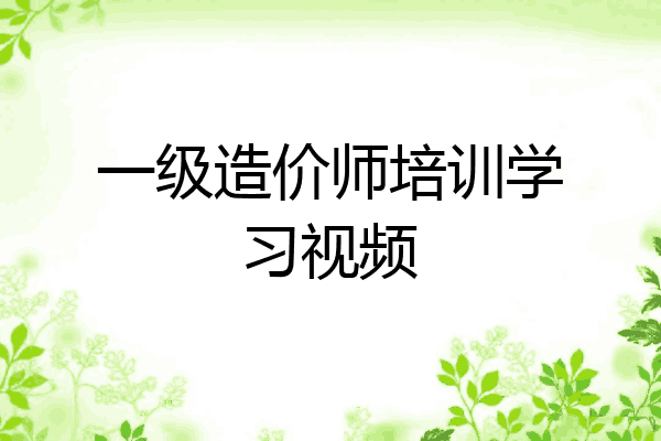 一级造价师培训学习视频