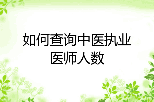 如何查询中医执业医师人数