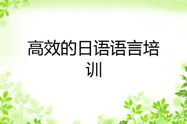 高效的日语语言培训