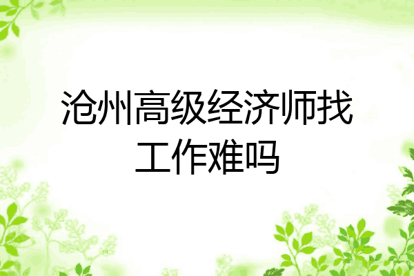 沧州高级经济师找工作难吗