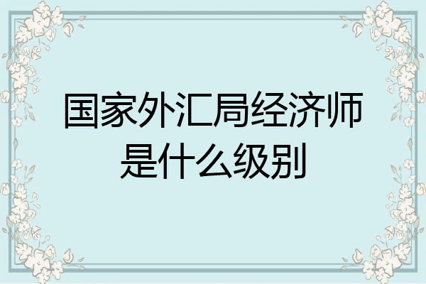 国家外汇局经济师是什么级别