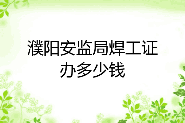 濮阳安监局焊工证办多少钱