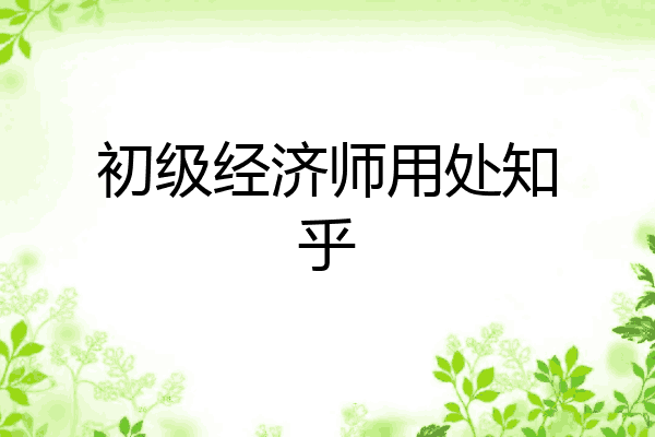 初级经济师用处知乎