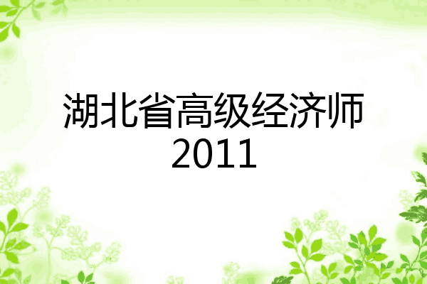 湖北省高级经济师2011