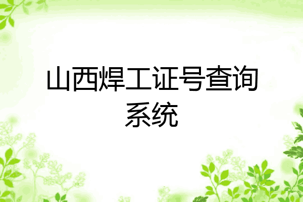 山西焊工证号查询系统