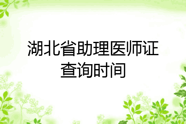 湖北省助理医师证查询时间