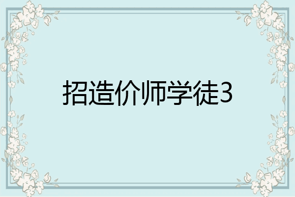 招造价师学徒3