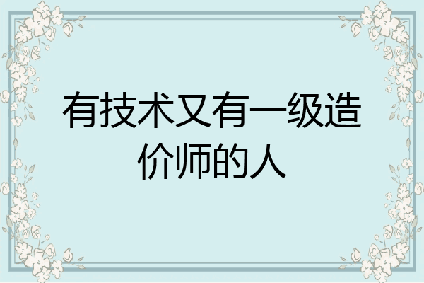 有技术又有一级造价师的人