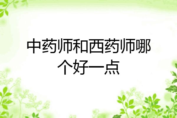 中药师和西药师哪个好一点