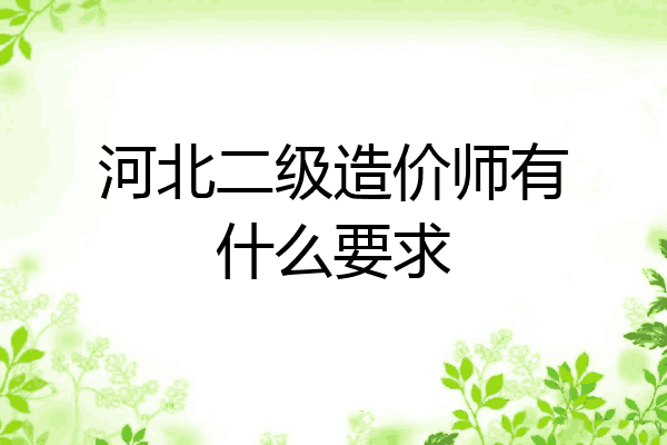河北二级造价师有什么要求