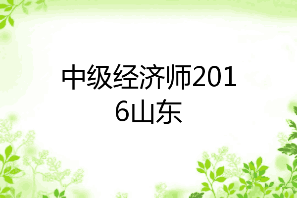 中级经济师2016山东