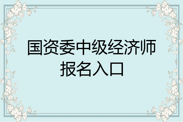 国资委中级经济师报名入口