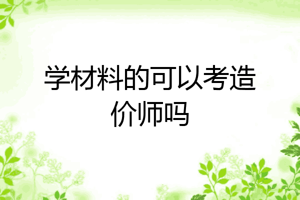 学材料的可以考造价师吗