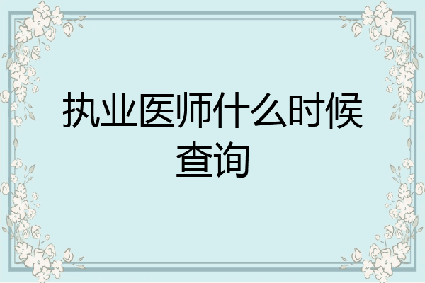 执业医师什么时候查询