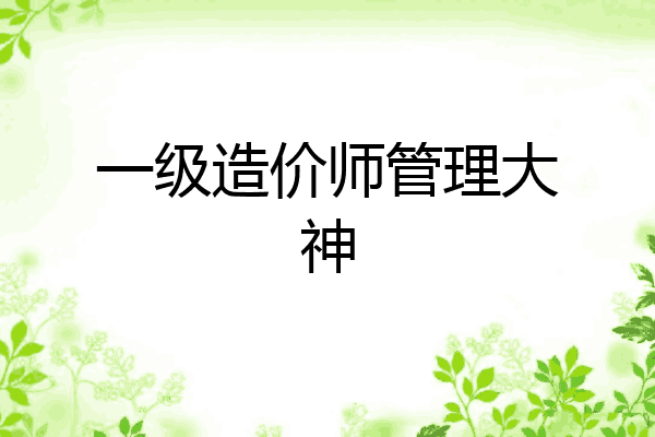 一级造价师管理大神
