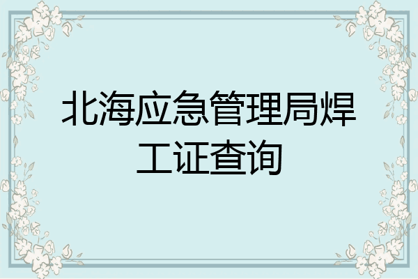 北海应急管理局焊工证查询