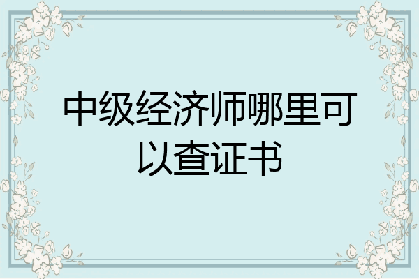 中级经济师哪里可以查证书