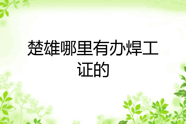 楚雄哪里有办焊工证的