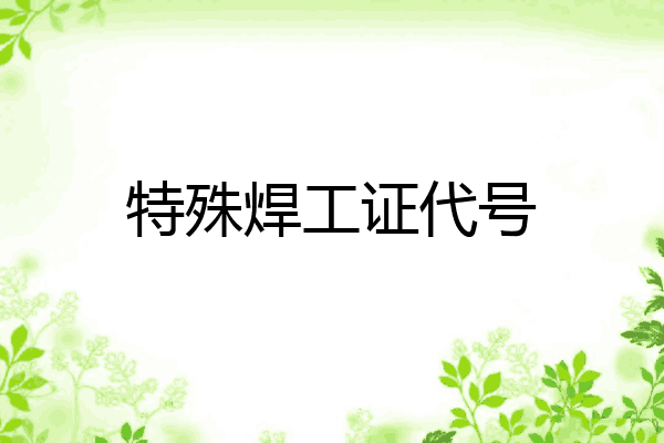 特殊焊工证代号