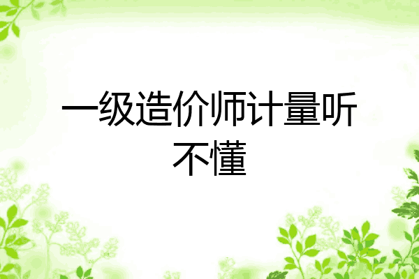 一级造价师计量听不懂