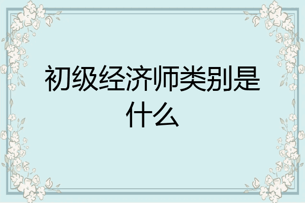 初级经济师类别是什么