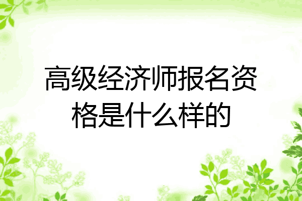 高级经济师报名资格是什么样的