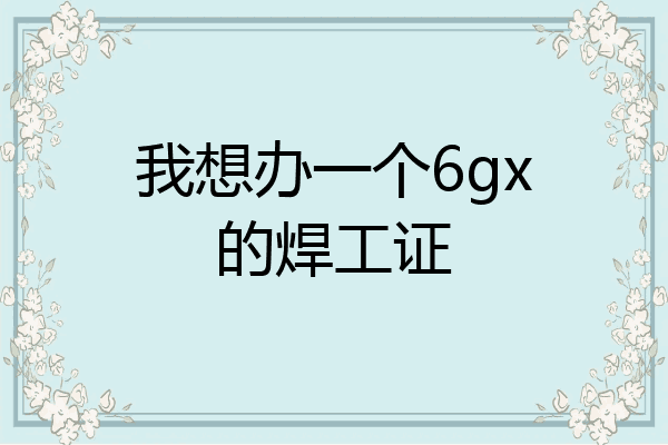 我想办一个6gx的焊工证