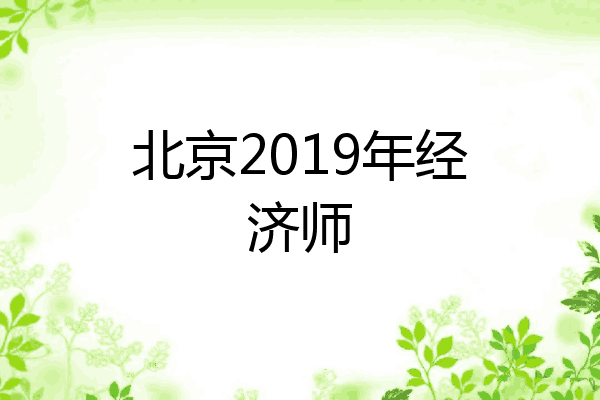 北京2019年经济师