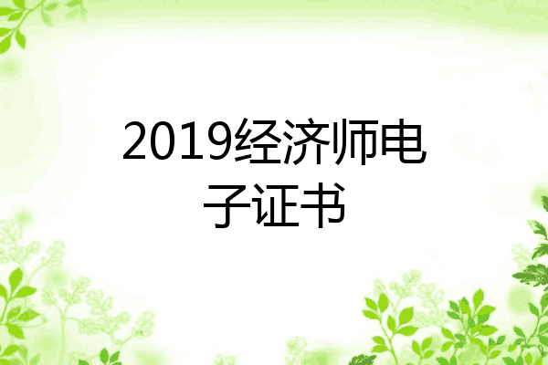 2019经济师电子证书