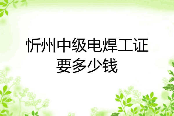 忻州中级电焊工证要多少钱