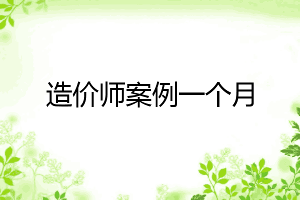 造价师案例一个月