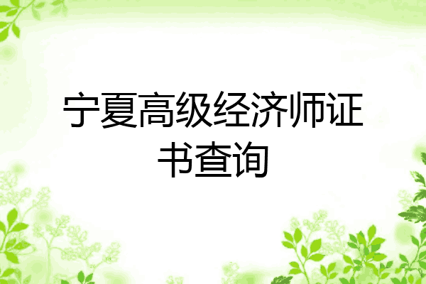 宁夏高级经济师证书查询