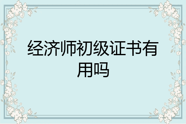 经济师初级证书有用吗