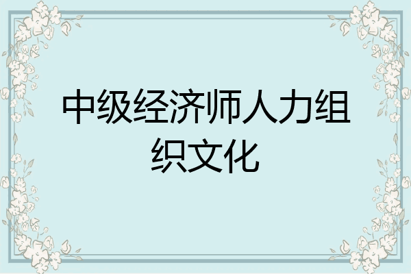 中级经济师人力组织文化